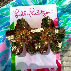 Lily Pulitzer Oversized Gold Orchid Earrings